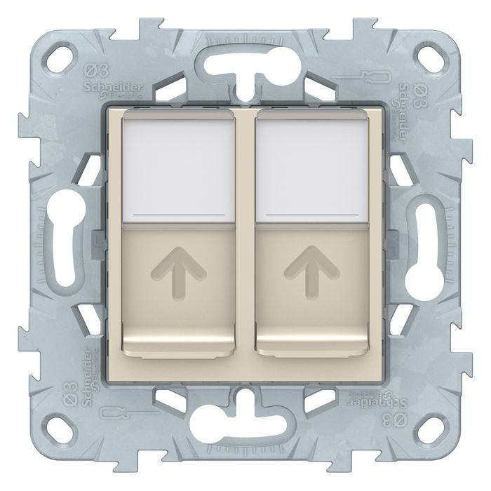 Розетка компьютерная 2xRJ45 Schneider Electric UNICA NEW, скрытый монтаж, бежевый, NU542444