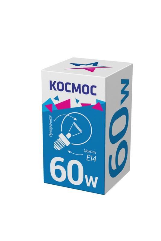 Лампа накаливания Шар 60Вт E14 прозр. Космос LKsmSSpCL60E14v2